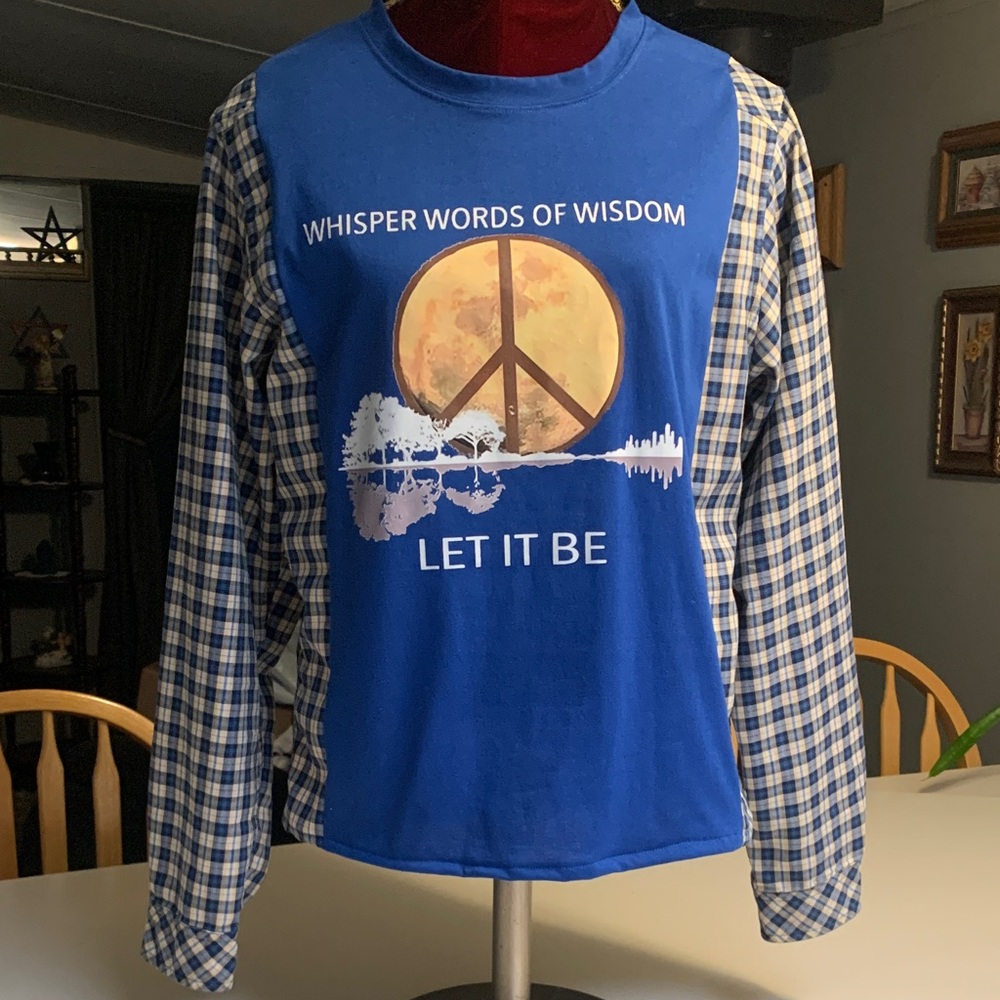 Blue 'Let It Be' Long-Sleeve Graphic Top